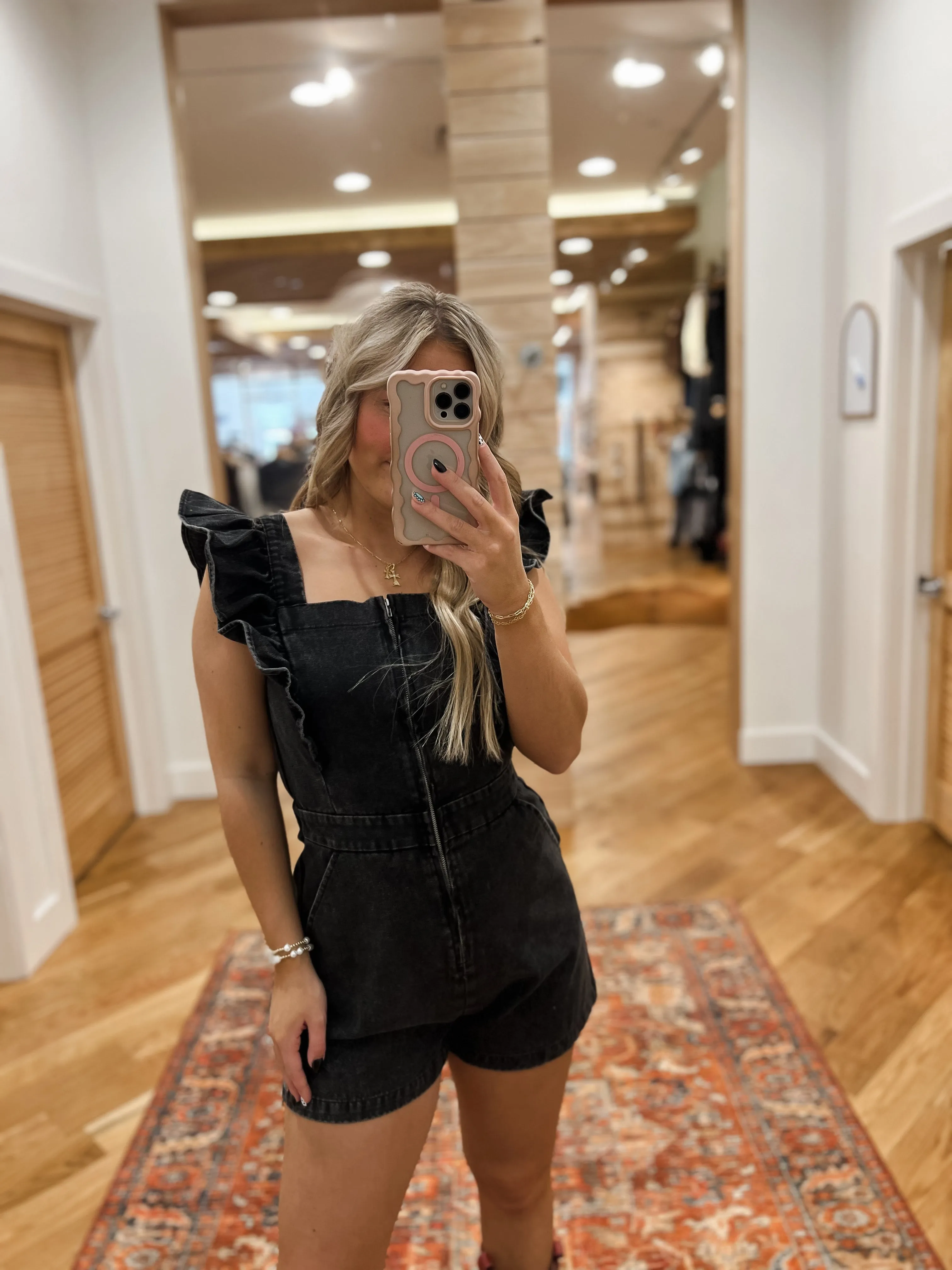 Denim Darlin Black Romper