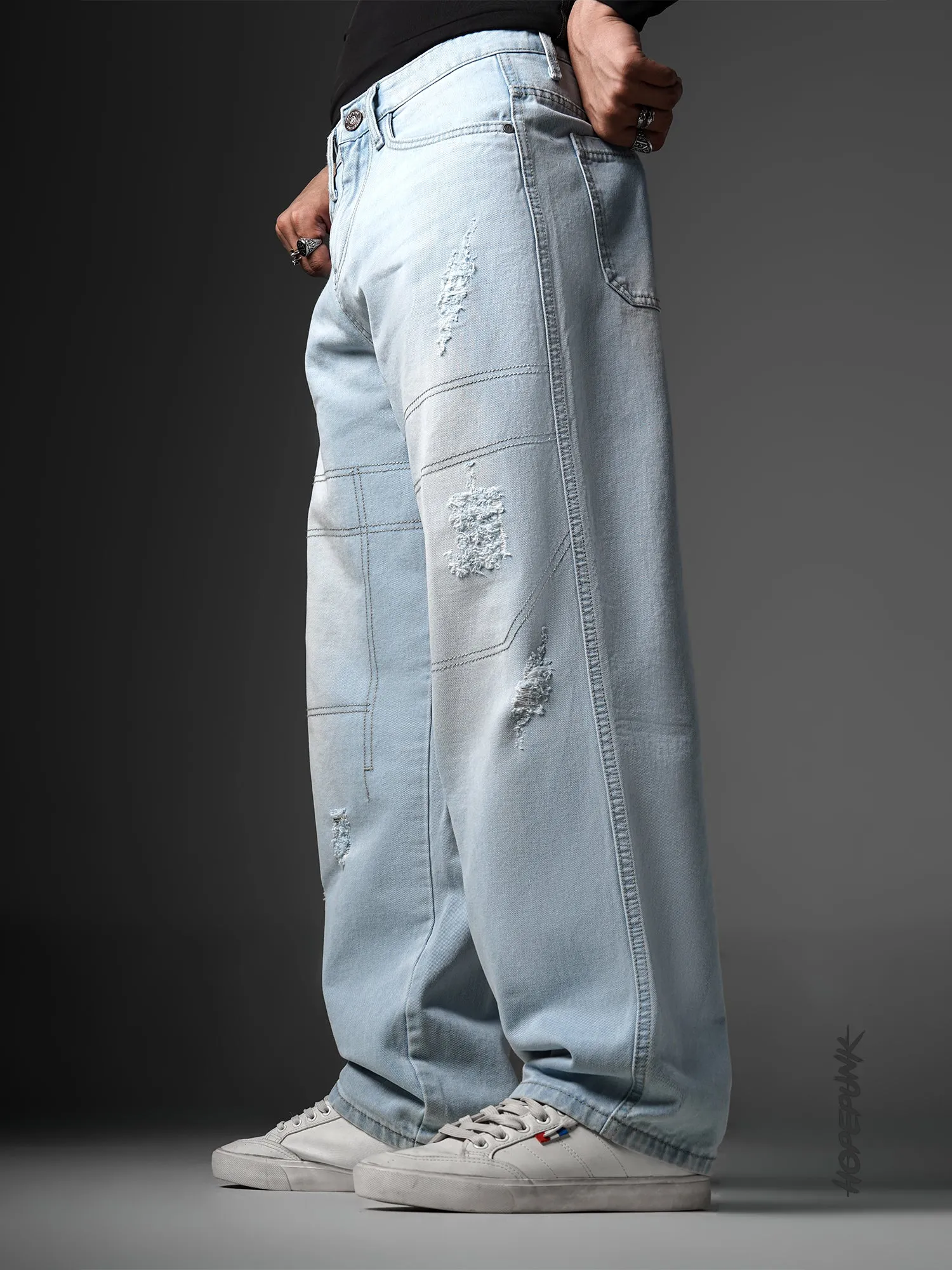 Denim: Distress Blue (Baggy Fit)