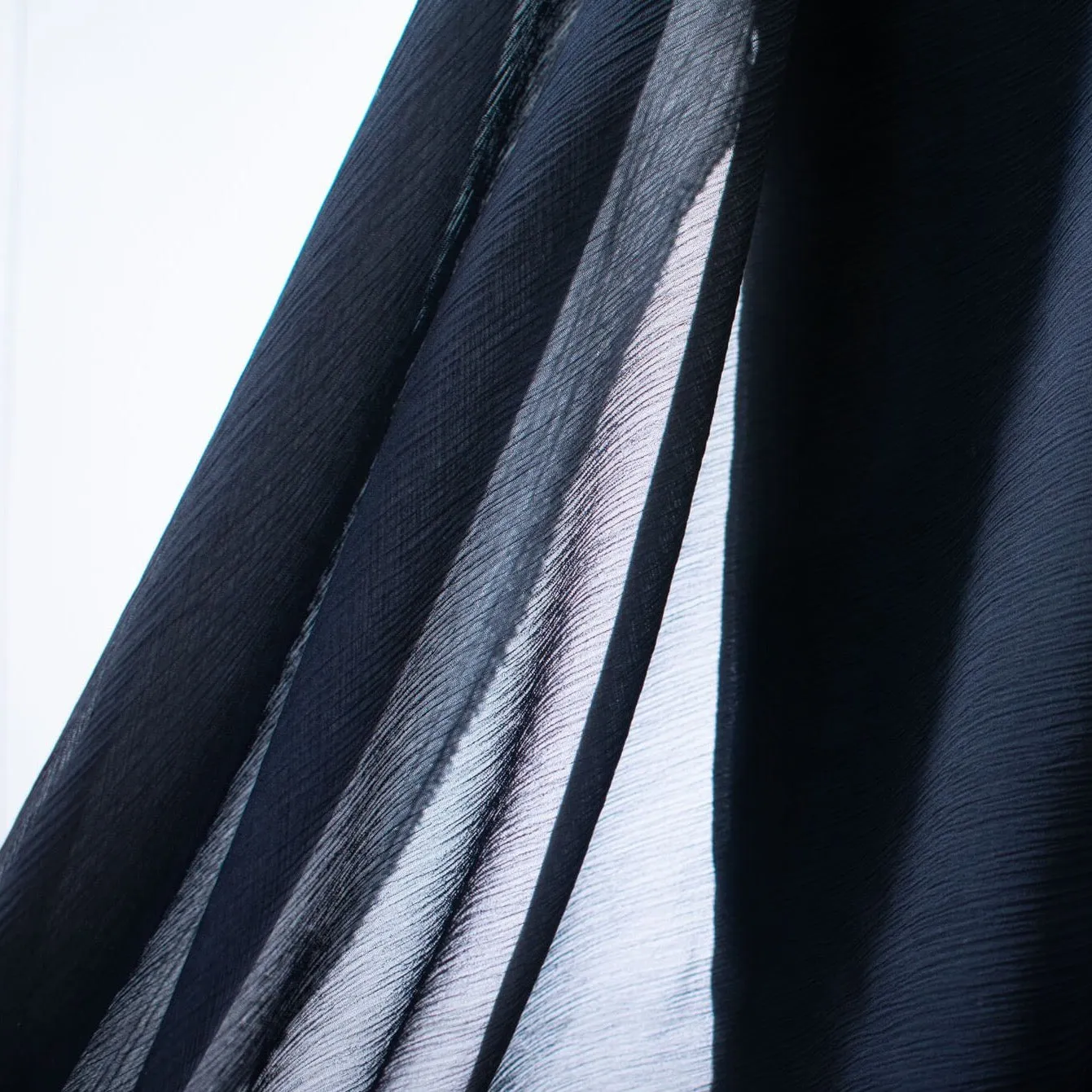 Designer Dark Navy 100% Silk Crinkle Chiffon - 52" wide - 'Elegance'