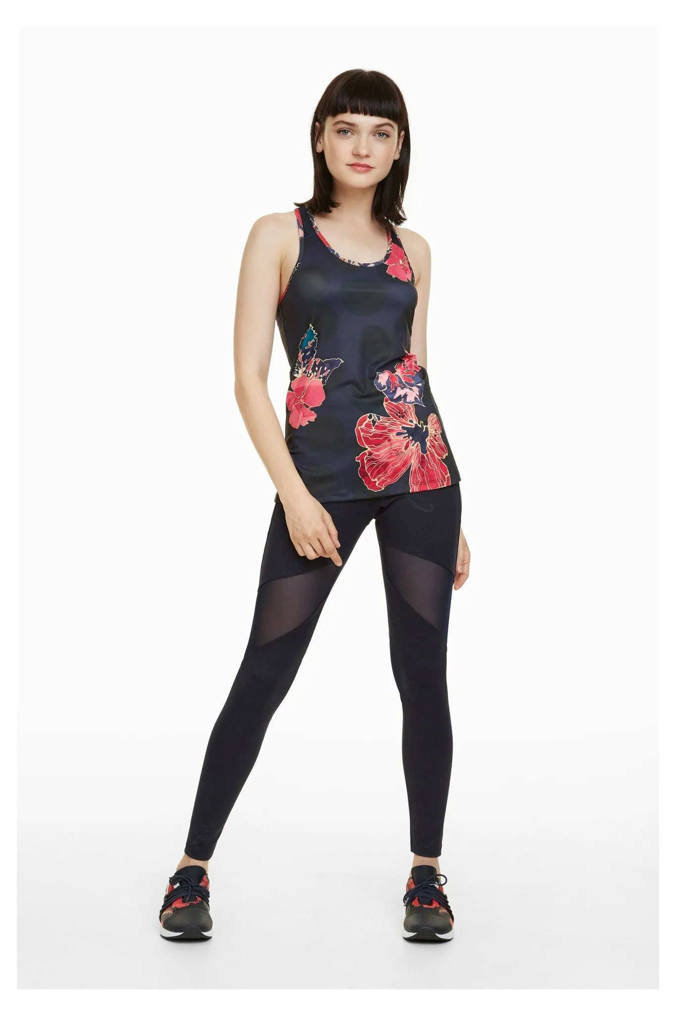 Desigual Sport Racerback Top - Scarlet Bloom