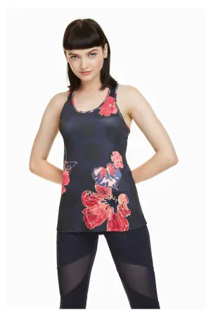 Desigual Sport Racerback Top - Scarlet Bloom