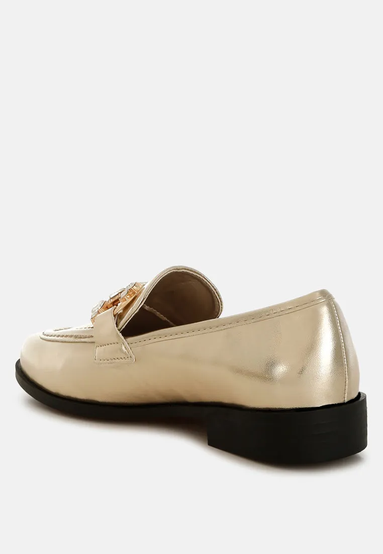 Diamante Horsebit Metallic Loafers By RAG