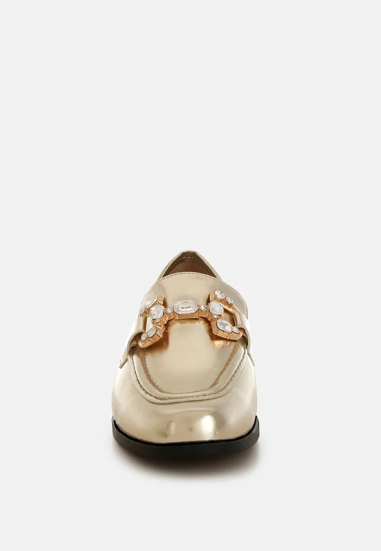 Diamante Horsebit Metallic Loafers By RAG