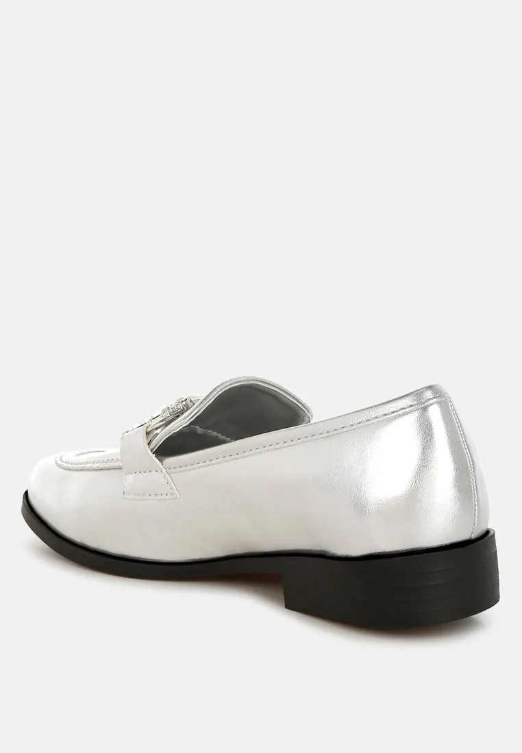 Diamante Horsebit Metallic Loafers By RAG