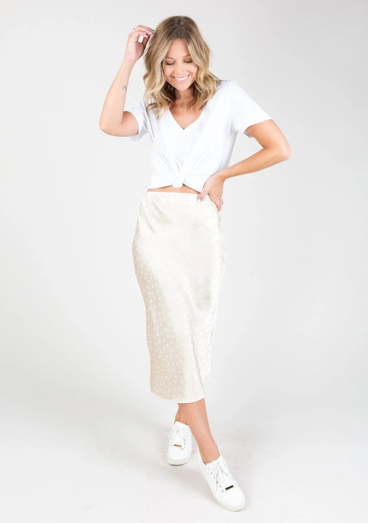 Dot Jacquard Midi Skirt