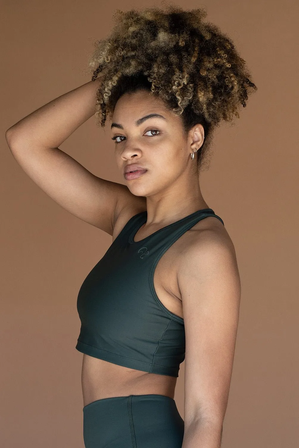 Eco Midi Crop Sports Bra - Cool Khaki