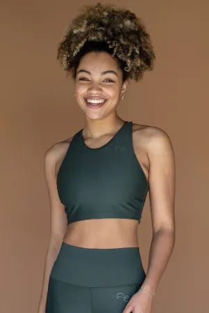 Eco Midi Crop Sports Bra - Cool Khaki