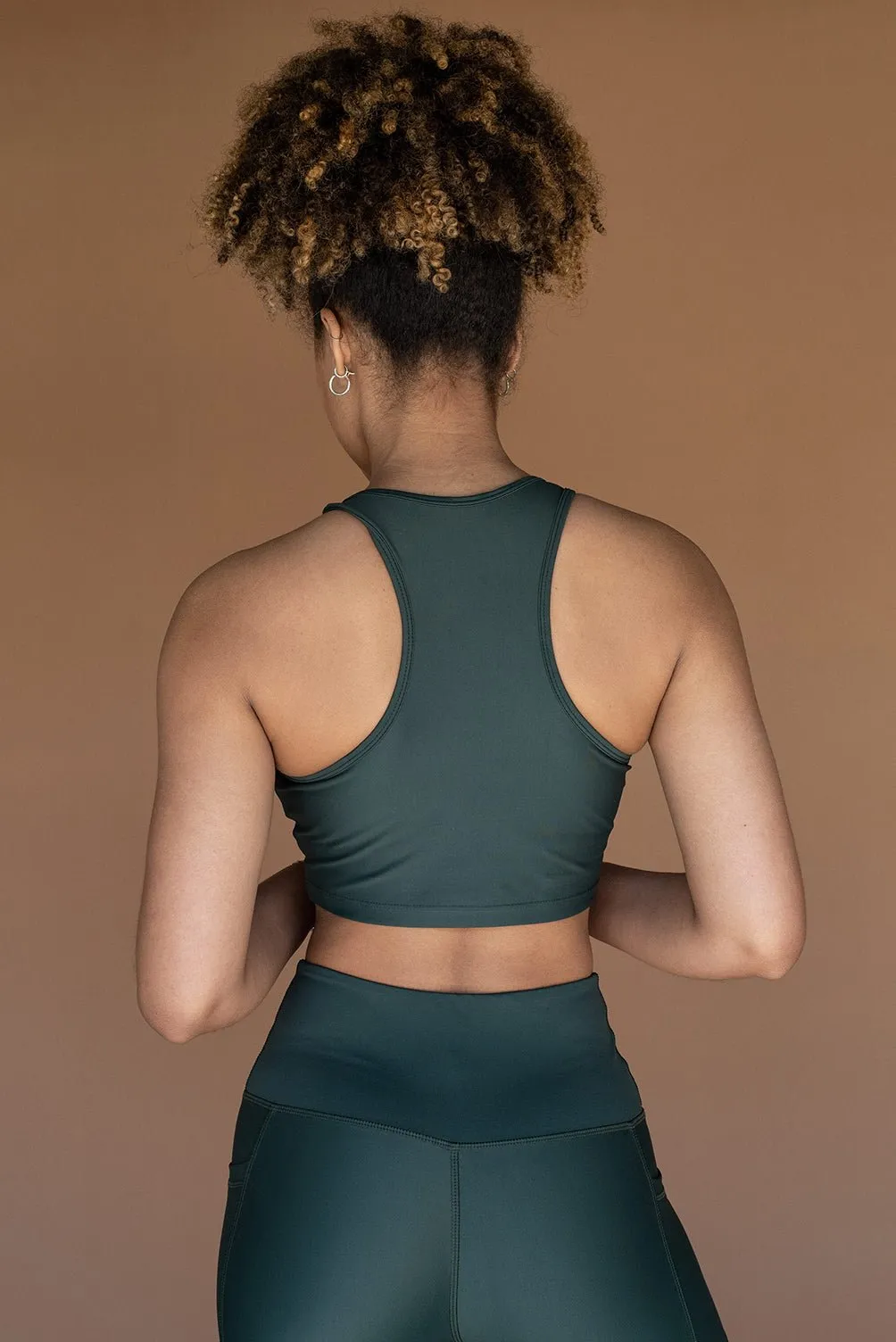 Eco Midi Crop Sports Bra - Cool Khaki