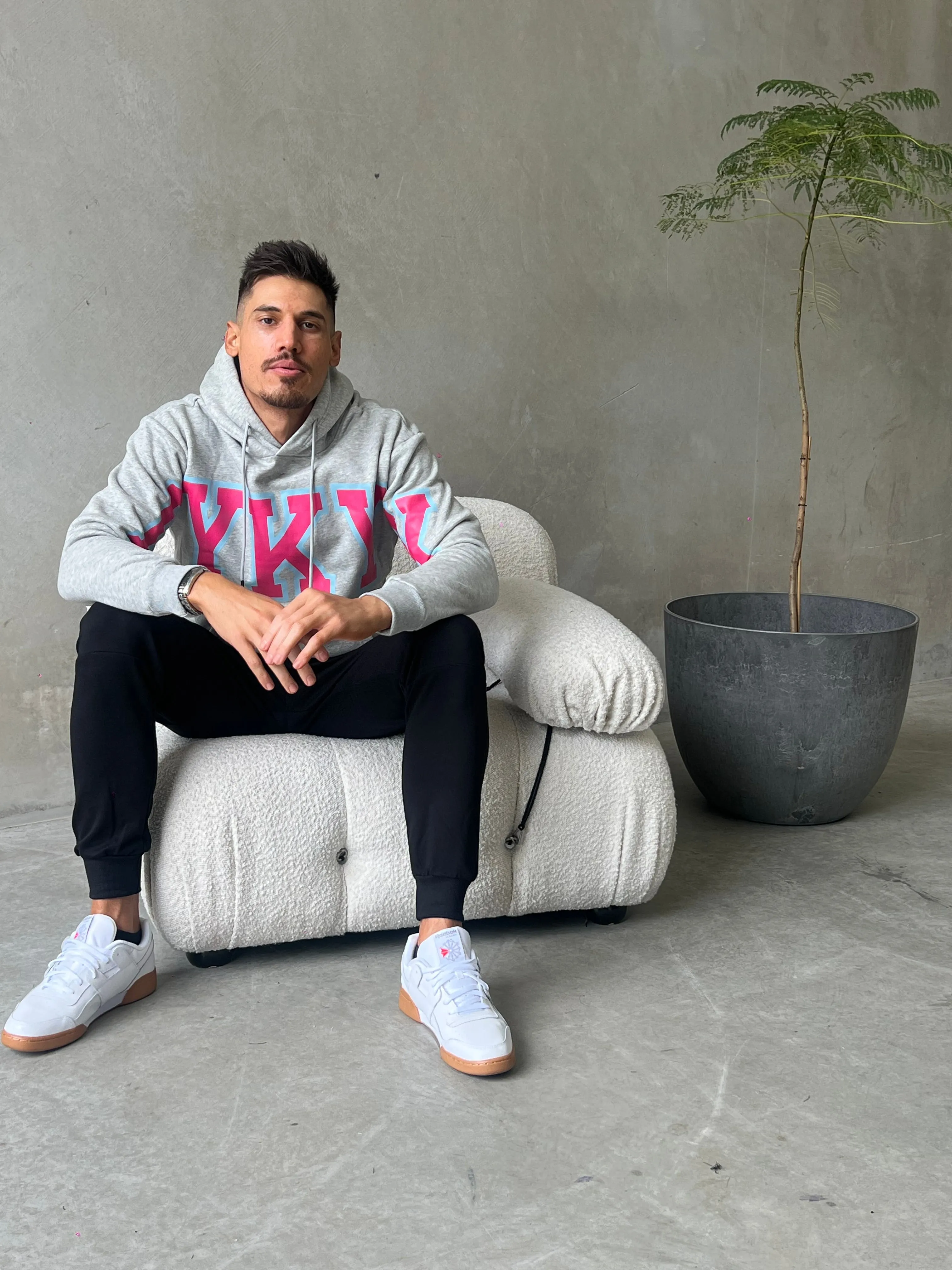 Embellished Hoodie - Grey/Pink/Blue