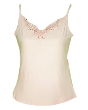 Embroidered Camisole For Women - Adjustable Straps - Color Pink - 2814