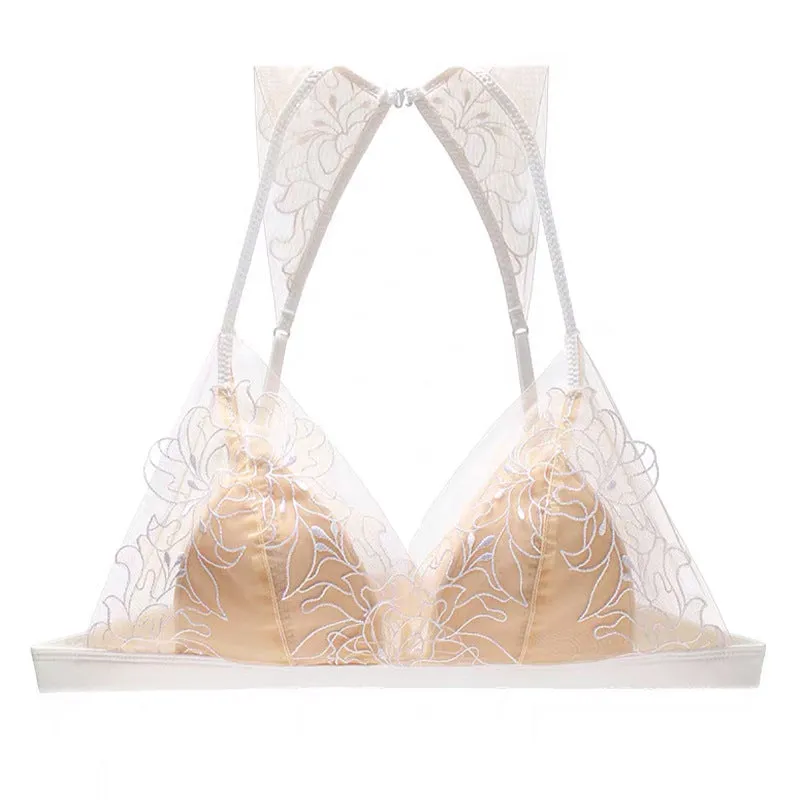 Embroidered Lace Triangle Top Bra and Panty Set