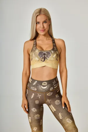 Empower Flow Women's Elephant Print Crisscross Back Sports Bra – Light Support Yoga Bra with Soft Stretch Fabric for Everyday Comfort