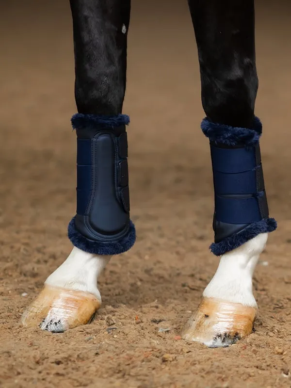 Equestrian Stockholm Lagoon blush faux fur boots
