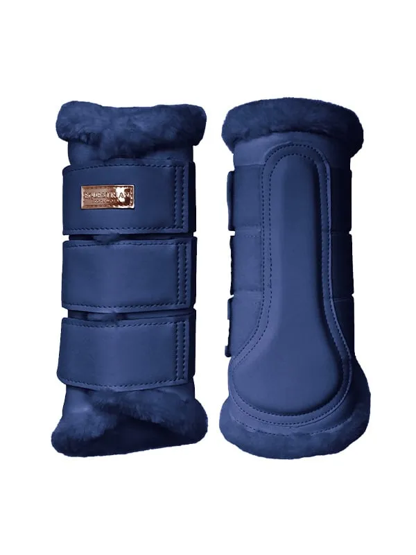 Equestrian Stockholm Lagoon blush faux fur boots