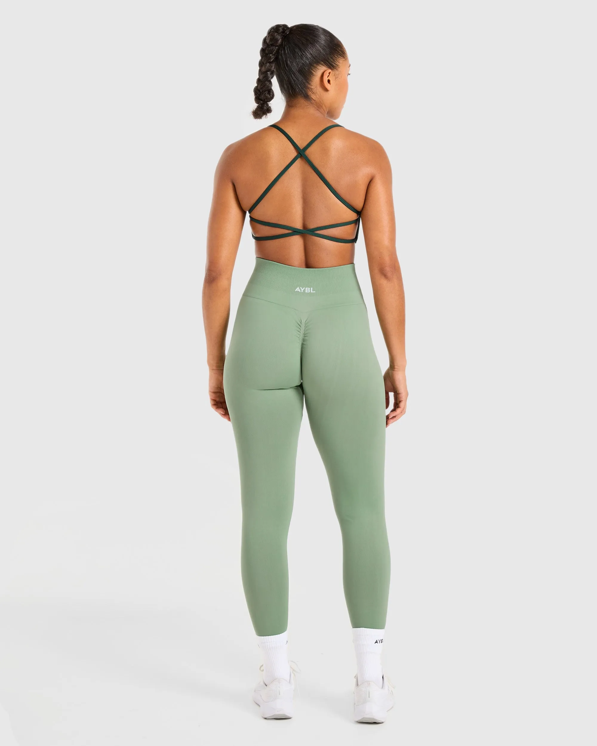 Essential Crossback Sports Bra - Deep Green