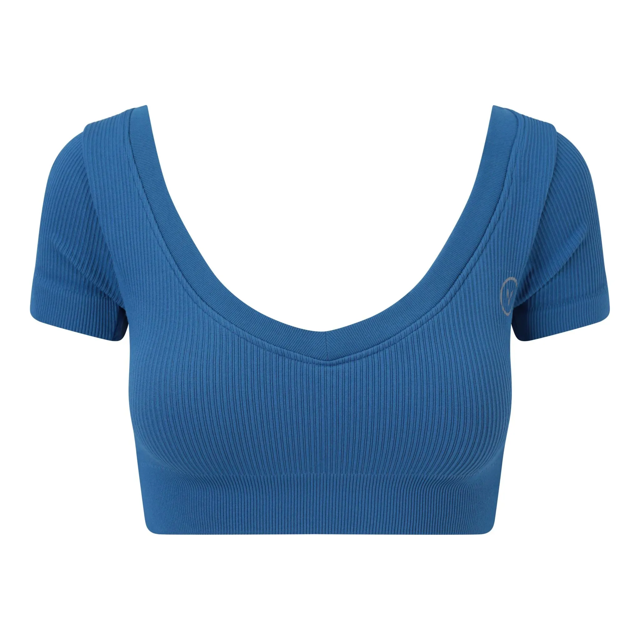 Essential Seamless Ribbed Crop Top Blue