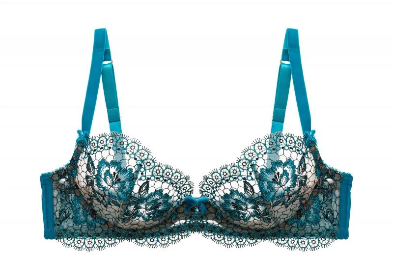 Evelina Lurex Underwire Bra - Peacock -