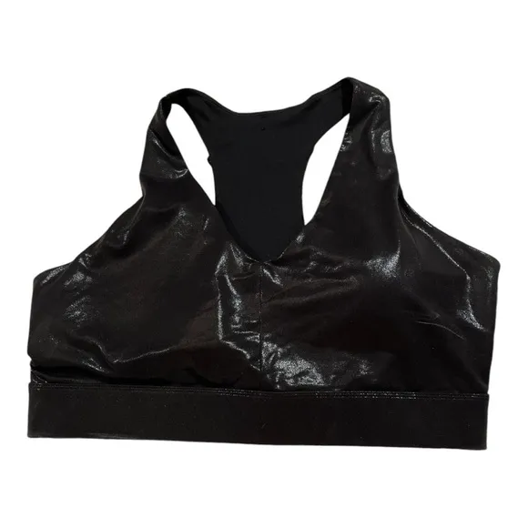Fabletics Black Foil Fog Activewear Set High Waisted Leggings/Sports Bra 4x K4