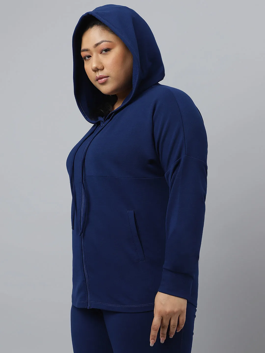 Fitkin Ecofriendly Tencel Anti-Odor Plus size Indigo Hoodie Jacket