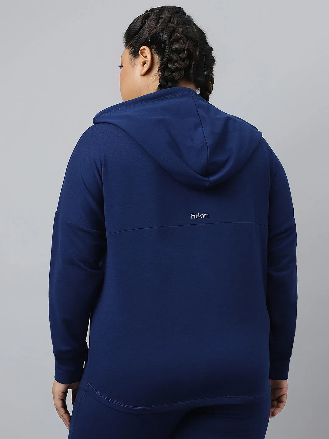 Fitkin Ecofriendly Tencel Anti-Odor Plus size Indigo Hoodie Jacket