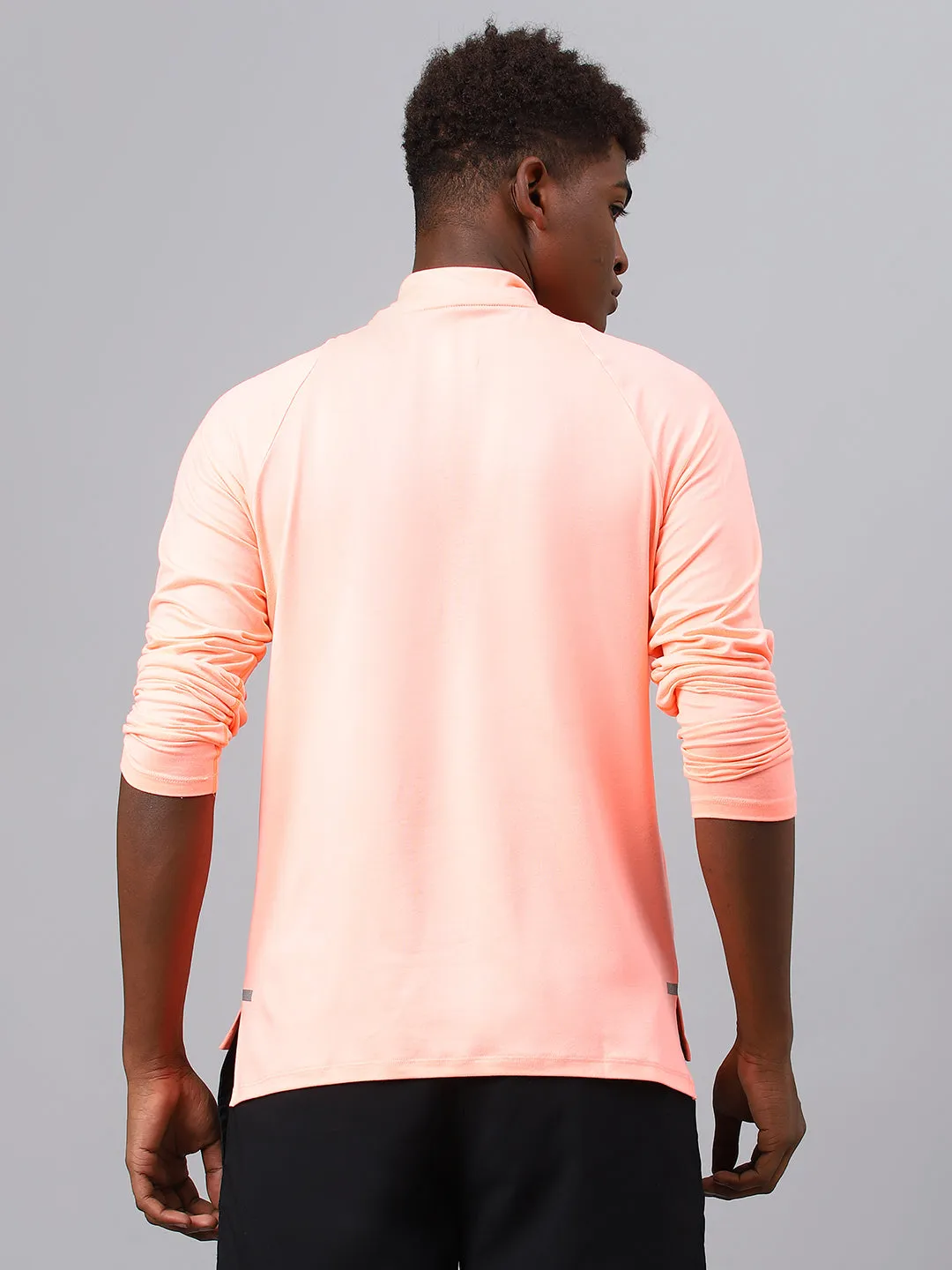 Fitkin men's melon high neck front zipper full sleeves t-shirt