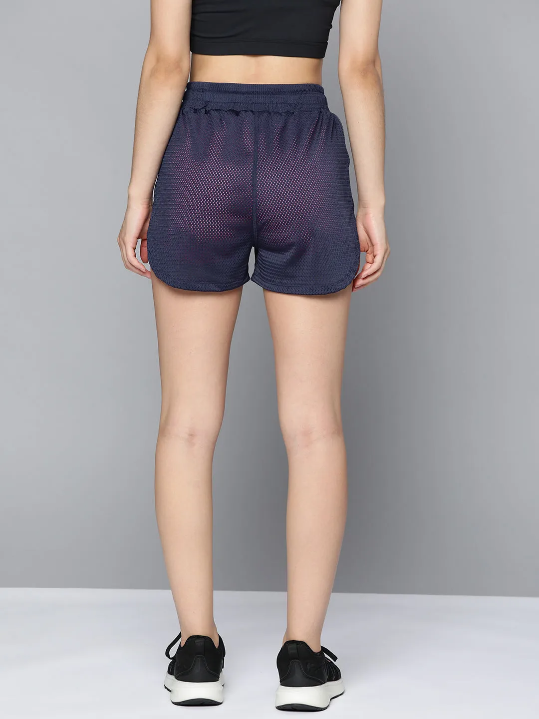 Fitkin Women's Blue & Pink Double Layer Side Zip Shorts