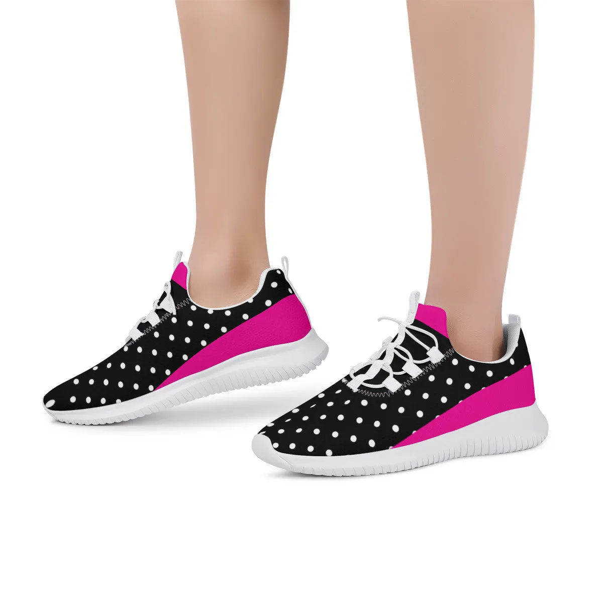 Fitness Sneakers - Polka Dot - Black & Pink
