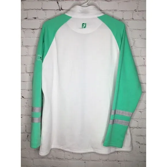 FJ FootJoy Women's Hot Mint/White Full-Zip Panel Pocket Mid-Layer Jacket size XL