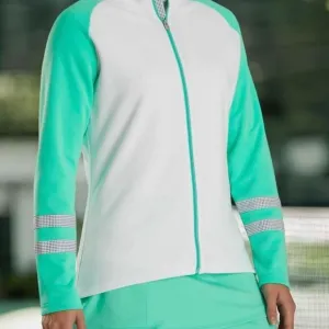 FJ FootJoy Women's Hot Mint/White Full-Zip Panel Pocket Mid-Layer Jacket size XL