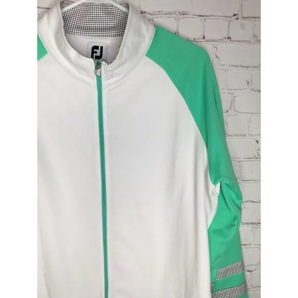 FJ FootJoy Women's Hot Mint/White Full-Zip Panel Pocket Mid-Layer Jacket size XL