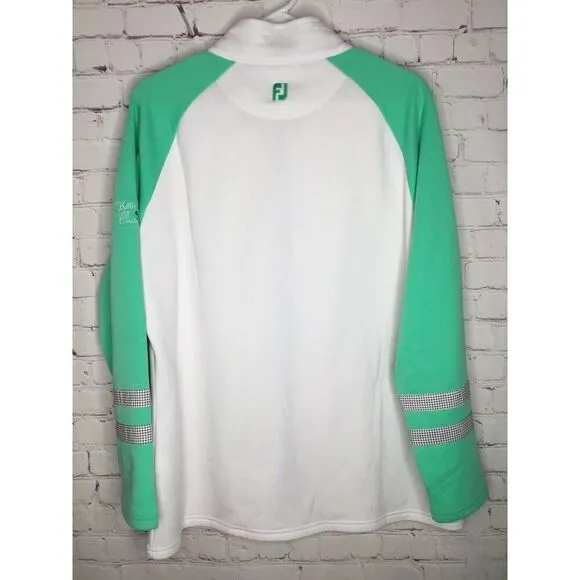 FJ FootJoy Women's Hot Mint/White Full-Zip Panel Pocket Mid-Layer Jacket size XL