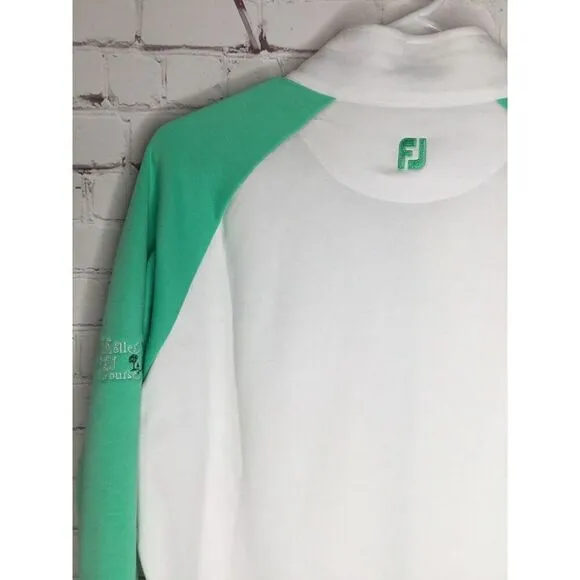 FJ FootJoy Women's Hot Mint/White Full-Zip Panel Pocket Mid-Layer Jacket size XL