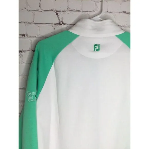 FJ FootJoy Women's Hot Mint/White Full-Zip Panel Pocket Mid-Layer Jacket size XL