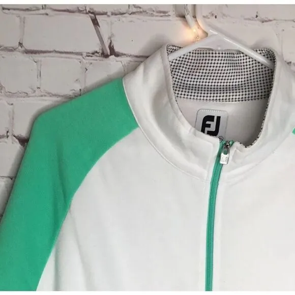 FJ FootJoy Women's Hot Mint/White Full-Zip Panel Pocket Mid-Layer Jacket size XL