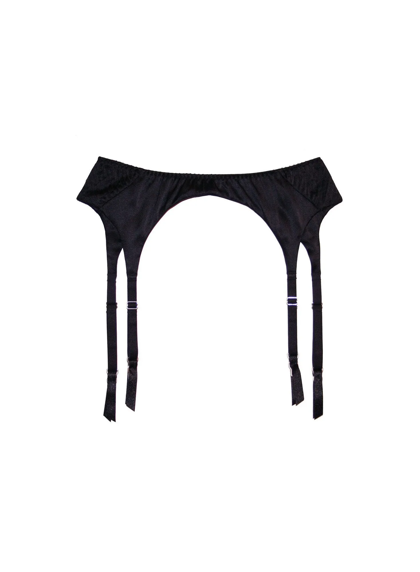 Fleur du Mal: Satin Top Stitch Garter Belt - Black
