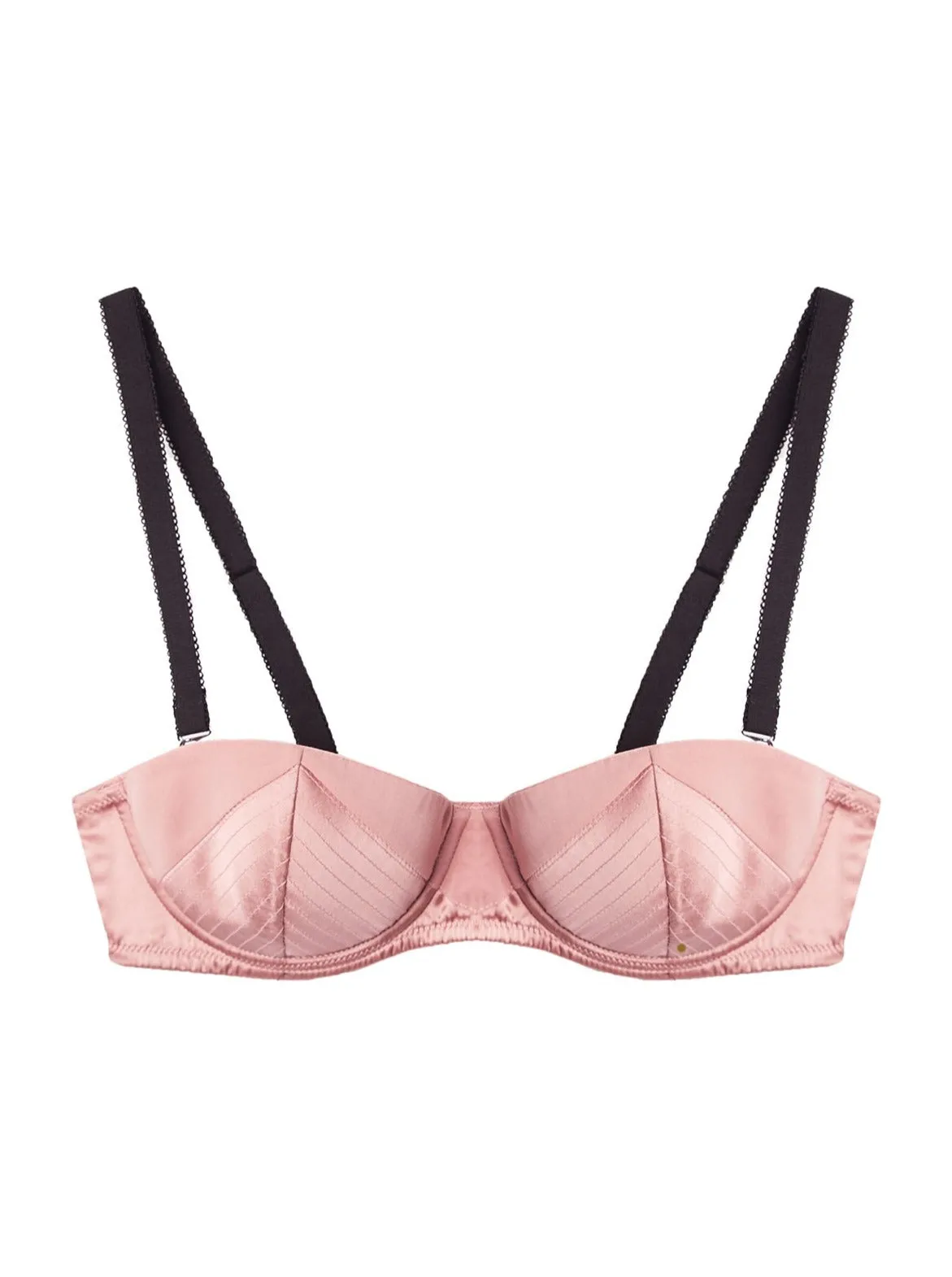 Fleur du Mal: Satin Top Stitch Underwire Bra - Rose