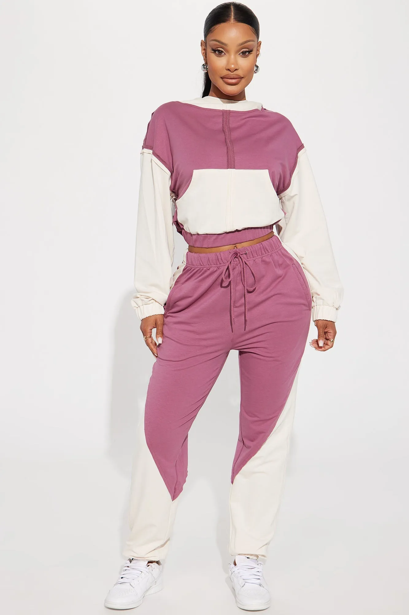 Flora Color Block Lounge Hoodie - Purple/combo