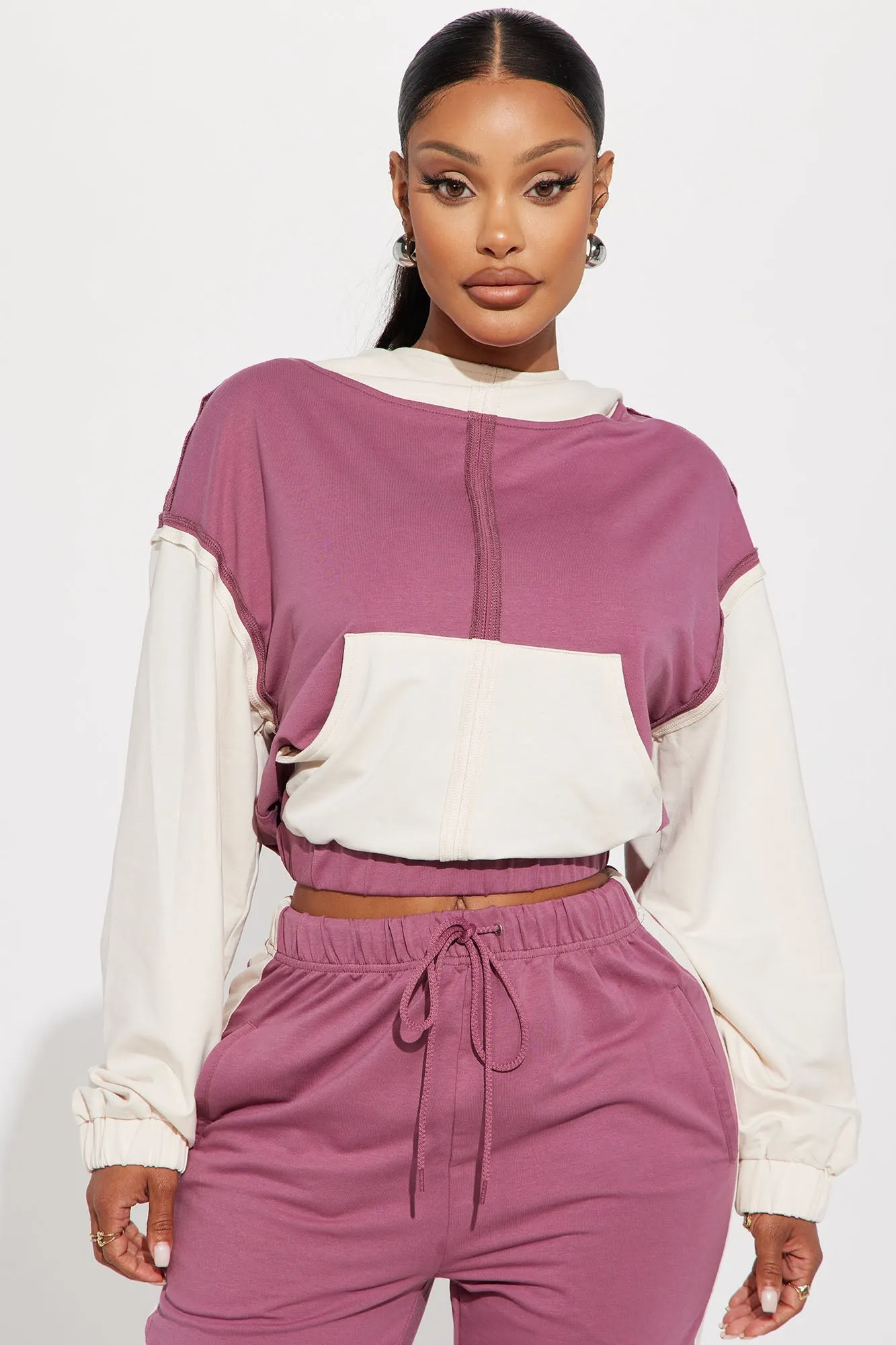 Flora Color Block Lounge Hoodie - Purple/combo