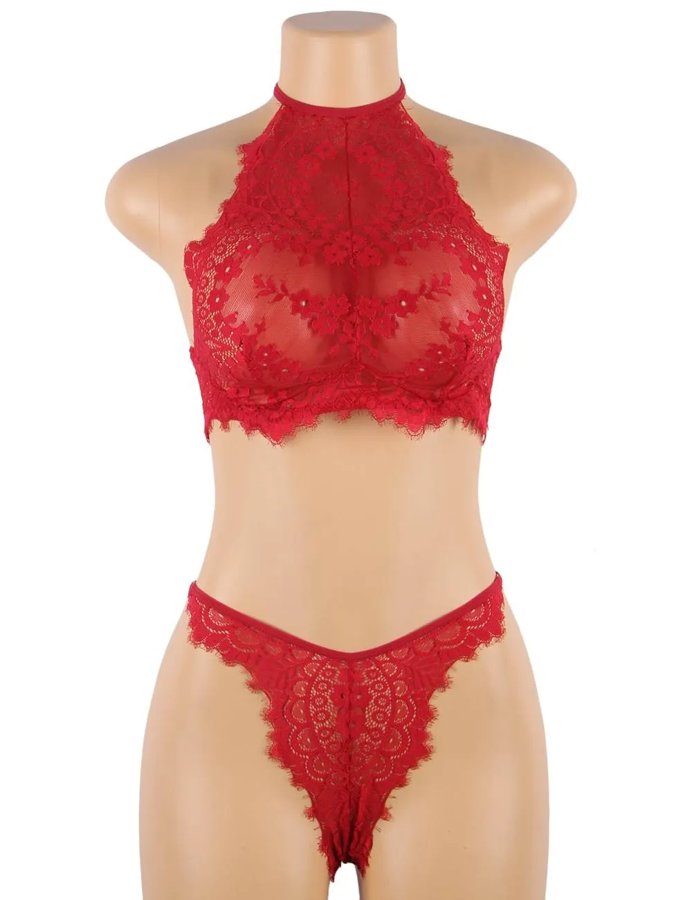 Floral Eyelash Lace Lingerie Egypt Bra Set