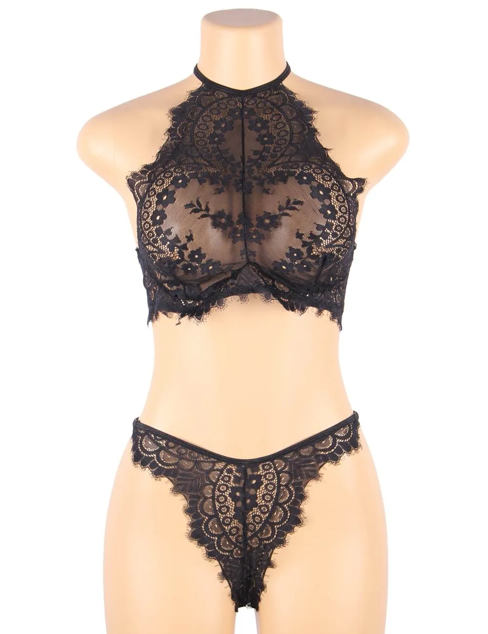 Floral Eyelash Lace Lingerie Egypt Bra Set