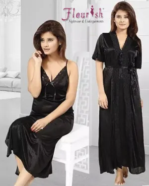 Flourish Silk Wedding Nighty - 2 Pieces Nighty - FL-601