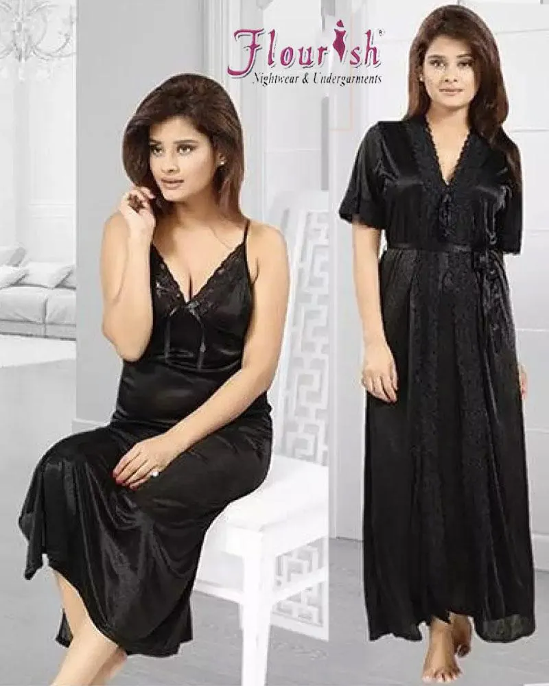 Flourish Silk Wedding Nighty - 2 Pieces Nighty - FL-601