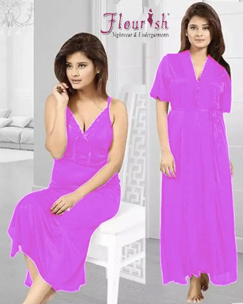 Flourish Silk Wedding Nighty - 2 Pieces Nighty - FL-601