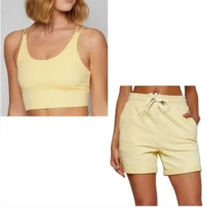 Four Laps Rush Shorts Sports Bra Set L Banana Athleisure Activewear Gym NWT