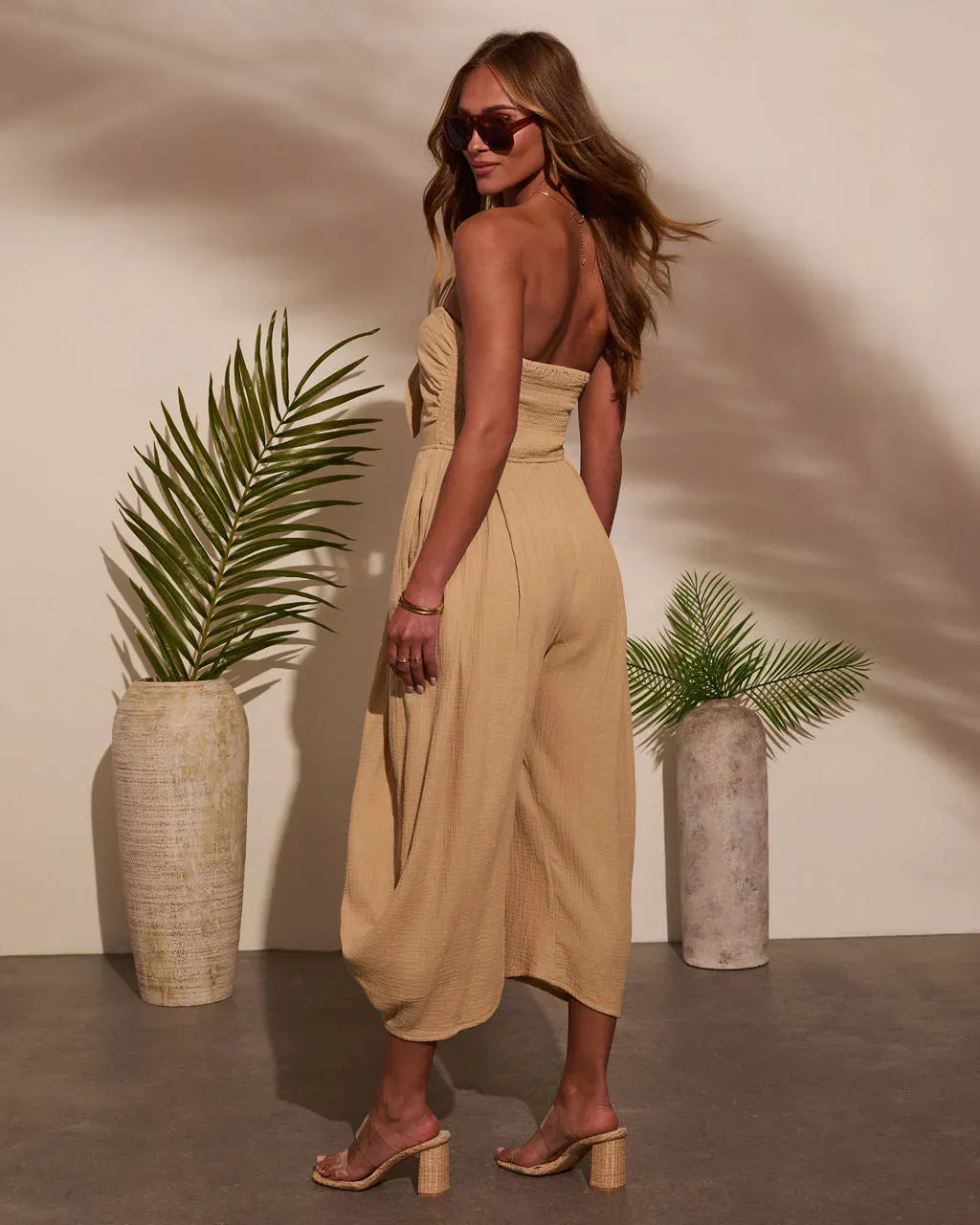 Free Spirited Strapless Tie Front Jumpsuit