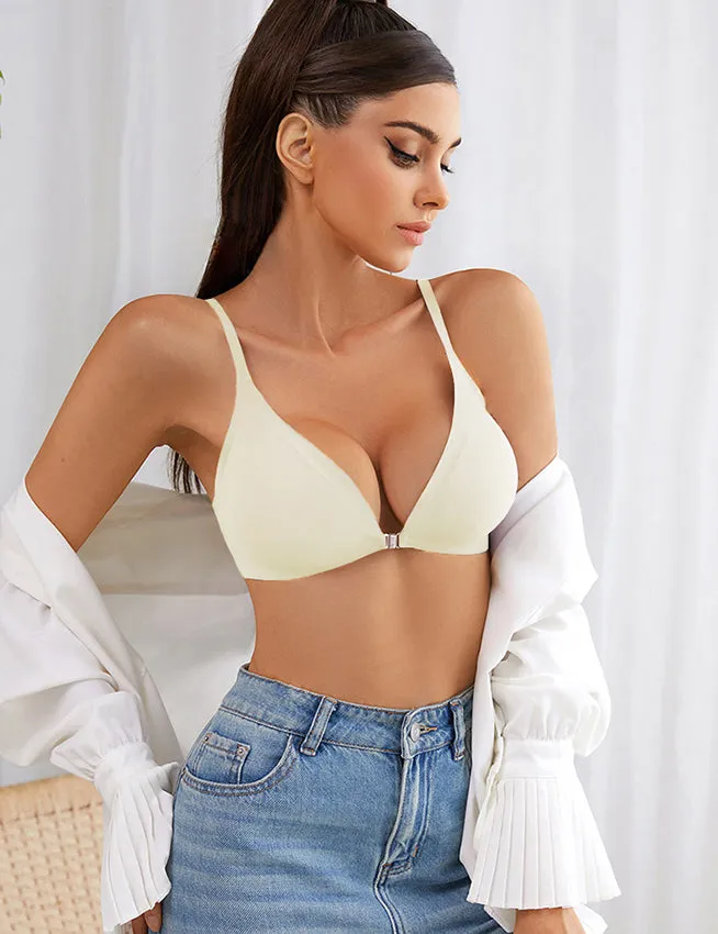 Front Closure Removable Pads Women Seamless Bra