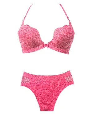 Front Open Seamless Bra Panty Set In Red For Sports Girls, Women's Sports & Yoga Bra