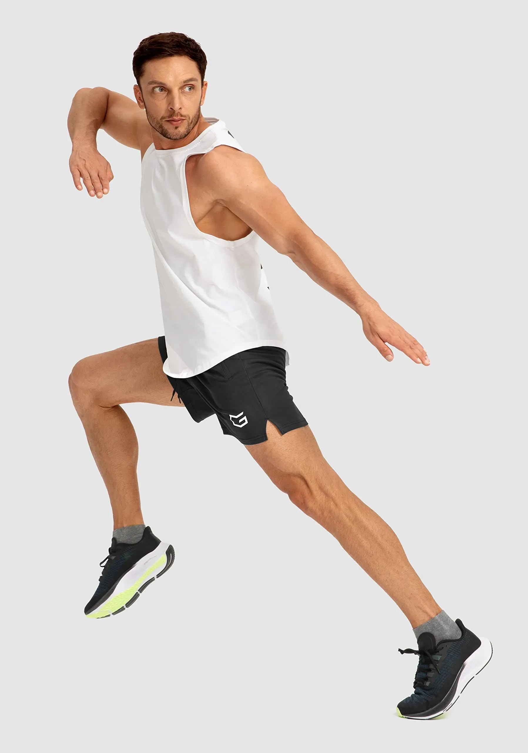 G Gradual Men's Running Shorts with Zipper Pockets Quick Dry Gym Athletic Workout 5" Shorts for Men (Black)