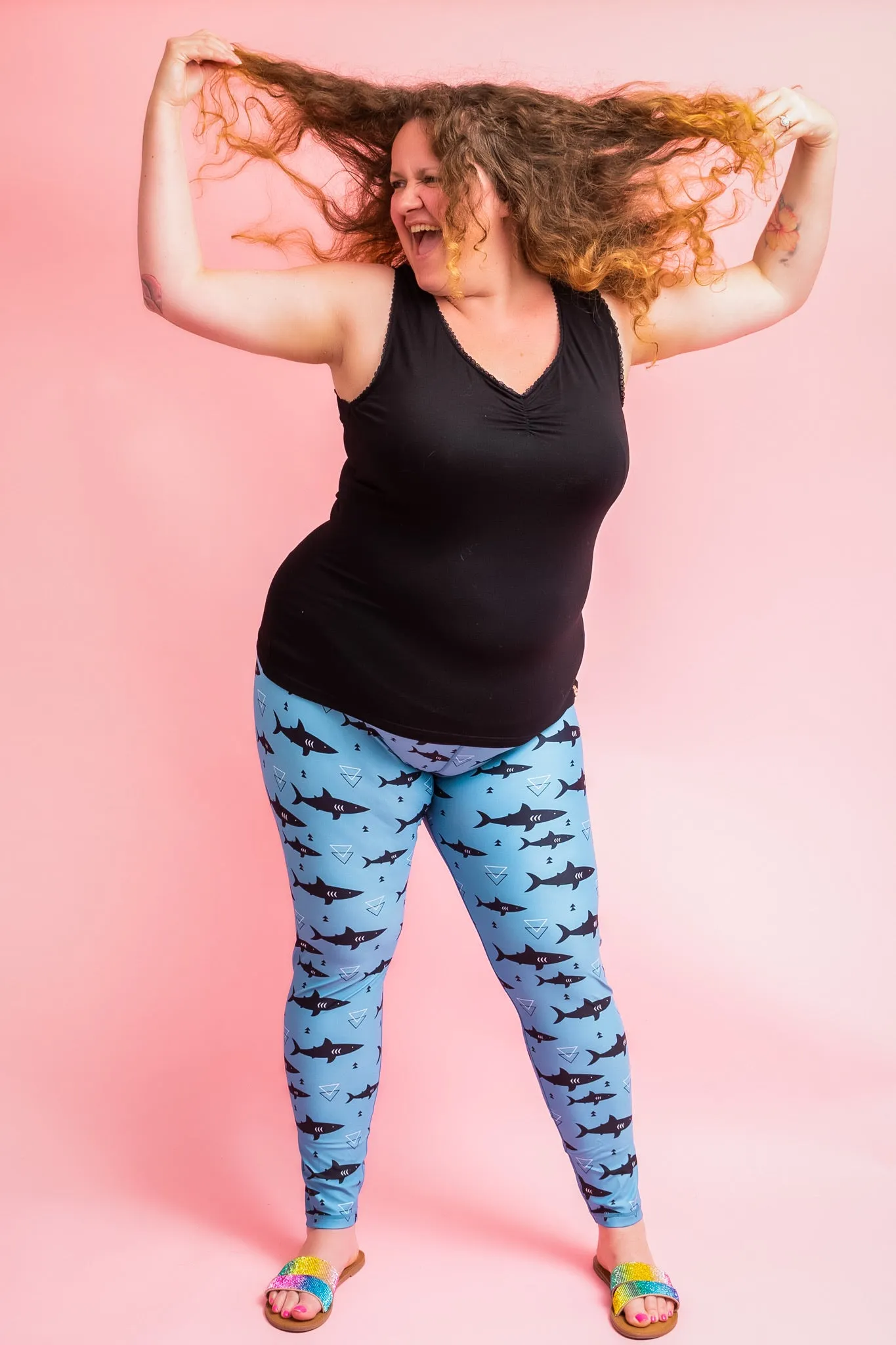 Geometric Shark Women’s Activewear Leggings - Tall 33” inside leg
