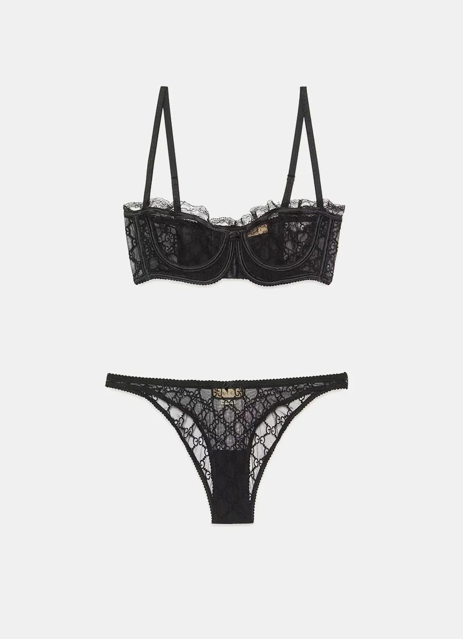 GG Embroidered Tulle Lingerie Set